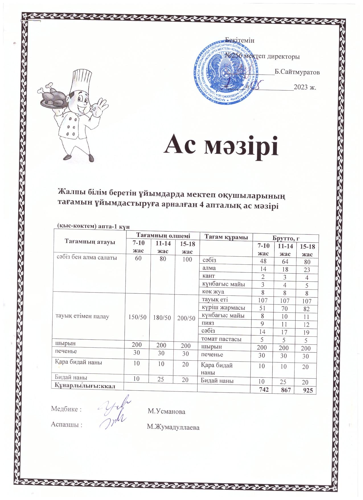 Ас мәзірі
