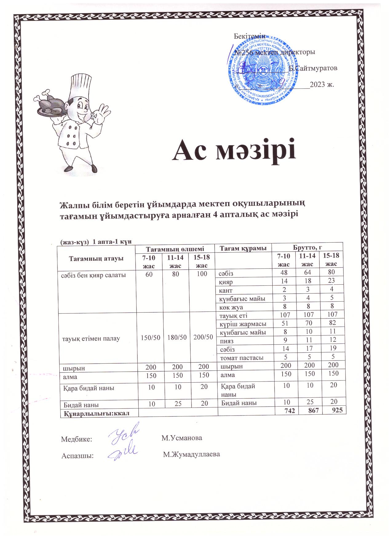 Ас мәзірі